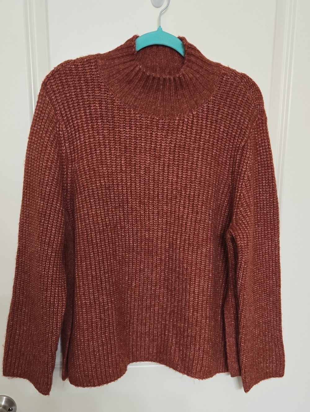 Market & Spruce Cozy Ribbed Turtleneck Sweater in Rust